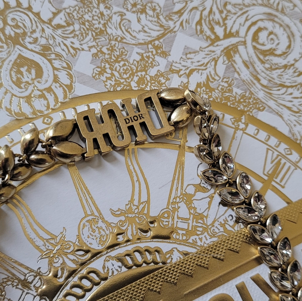 Dior Gold and Silver Coker Necklace with Crystal Accents With Box - Picture 11 of 16